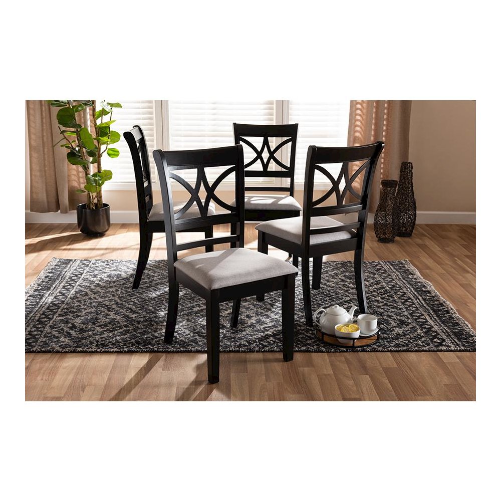 Espresso Brown Finished Wood 4-Piece Dining Chair Set