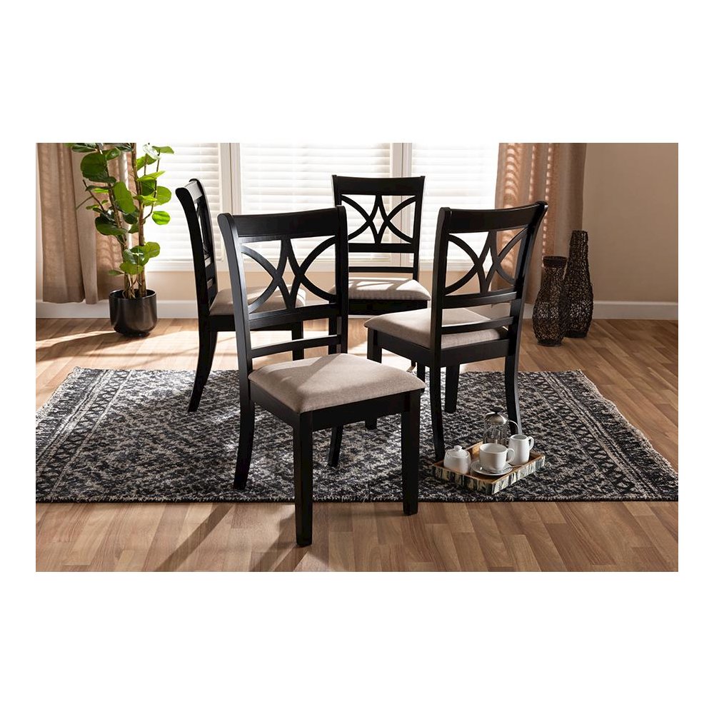 Espresso Brown Finished Wood 4-Piece Dining Chair Set