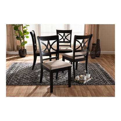 Espresso Brown Finished Wood 4-Piece Dining Chair Set
