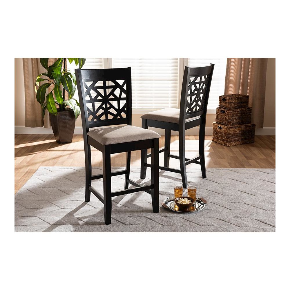 Espresso Brown Finished Wood 2-Piece Counter Height Pub Chair Set