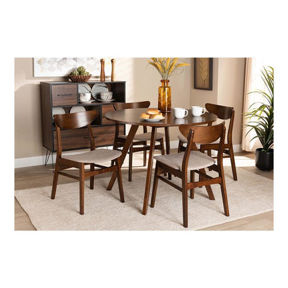 Walnut Brown Finished Wood 5-Piece Dining Set