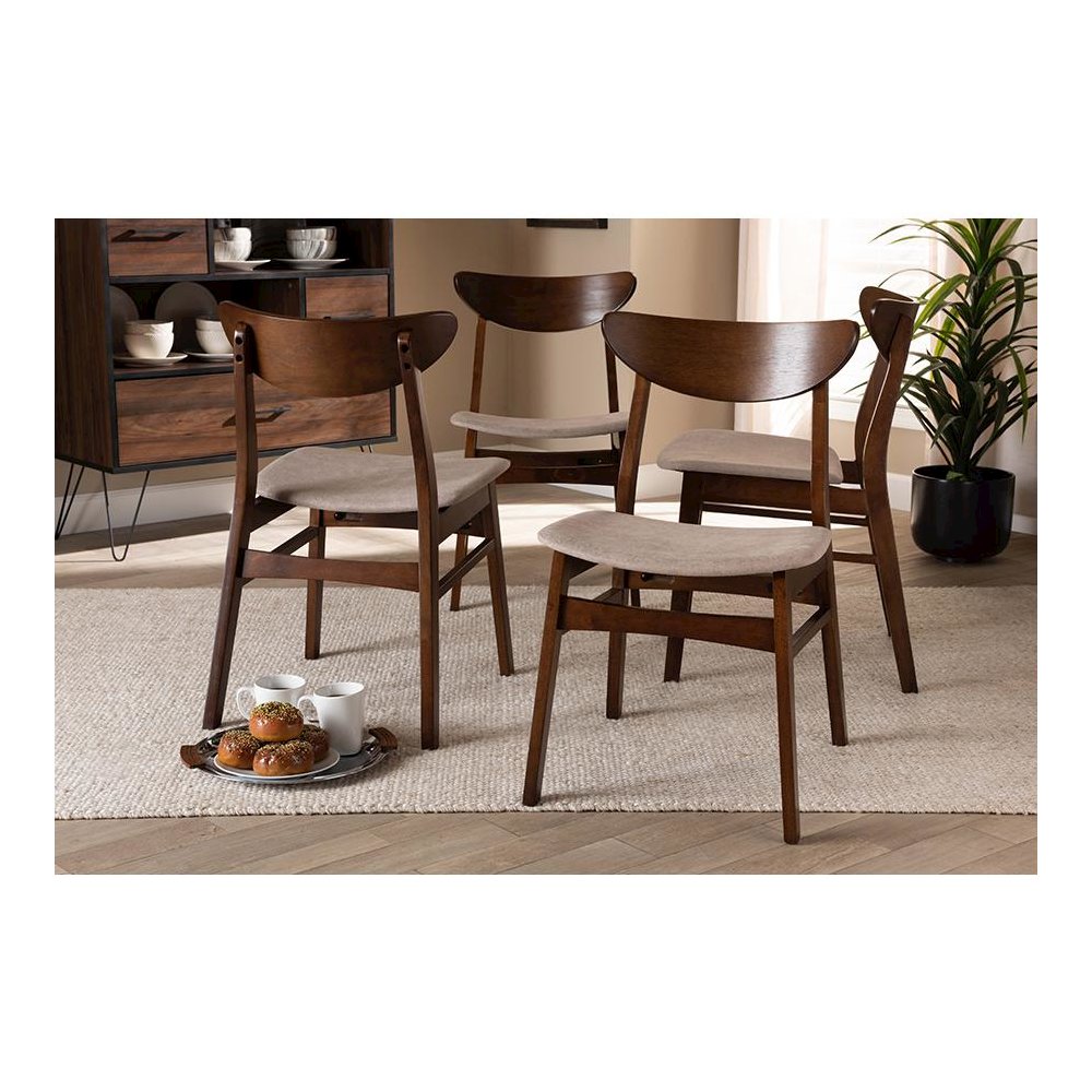 Walnut Brown Finished Wood 4-Piece Dining Chair Set
