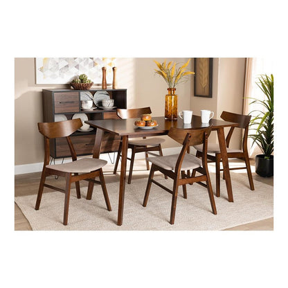 Walnut Brown Finished Wood 5-Piece Dining Set