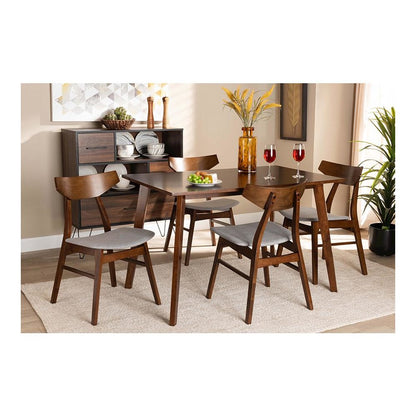 Walnut Brown Finished Wood 5-Piece Dining Set