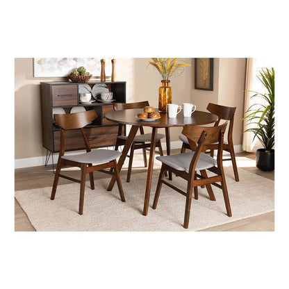 Walnut Brown Finished Wood 5-Piece Dining Set