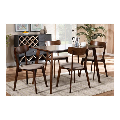 Walnut Brown Finished Wood 5-Piece Dining Set