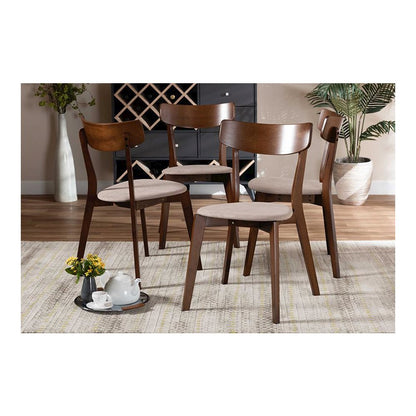 Walnut Brown Finished Wood 4-Piece Dining Chair Set