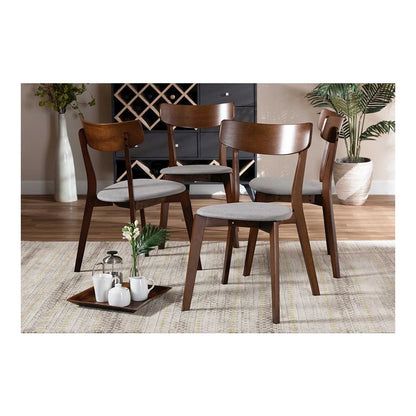 Walnut Brown Finished Wood 4-Piece Dining Chair Set