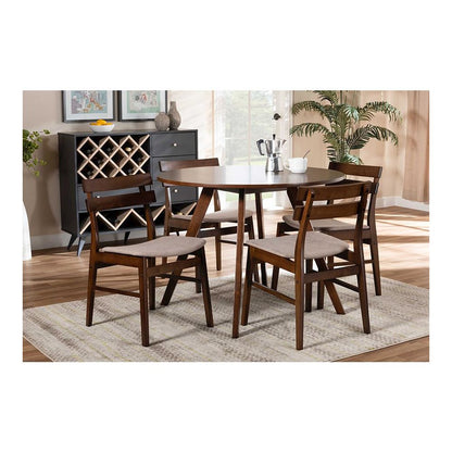 Walnut Brown Finished Wood 5-Piece Dining Set