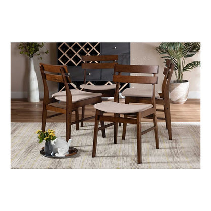 Walnut Brown Finished Wood 4-Piece Dining Chair Set