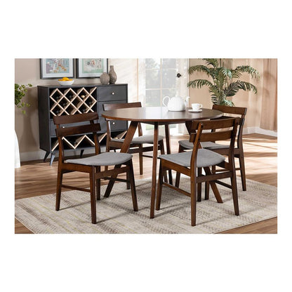 Walnut Brown Finished Wood 5-Piece Dining Set