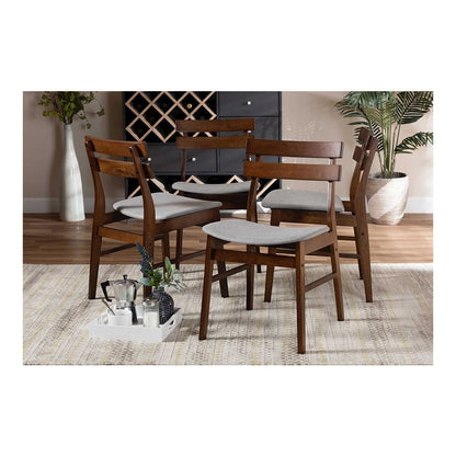 Walnut Brown Finished Wood 4-Piece Dining Chair Set