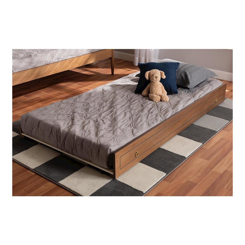 Alya Classic Traditional Farmhouse Walnut Brown Finished Wood Twin Size Trundle