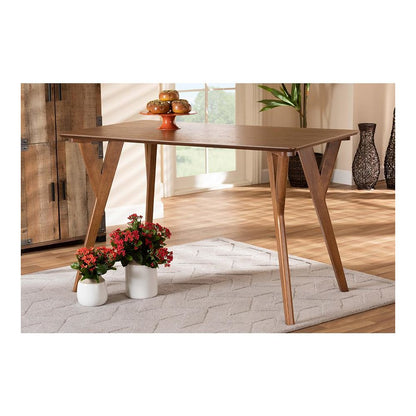 Sahar Mid-Century Modern Transitional Walnut Brown Finished Wood Dining Table