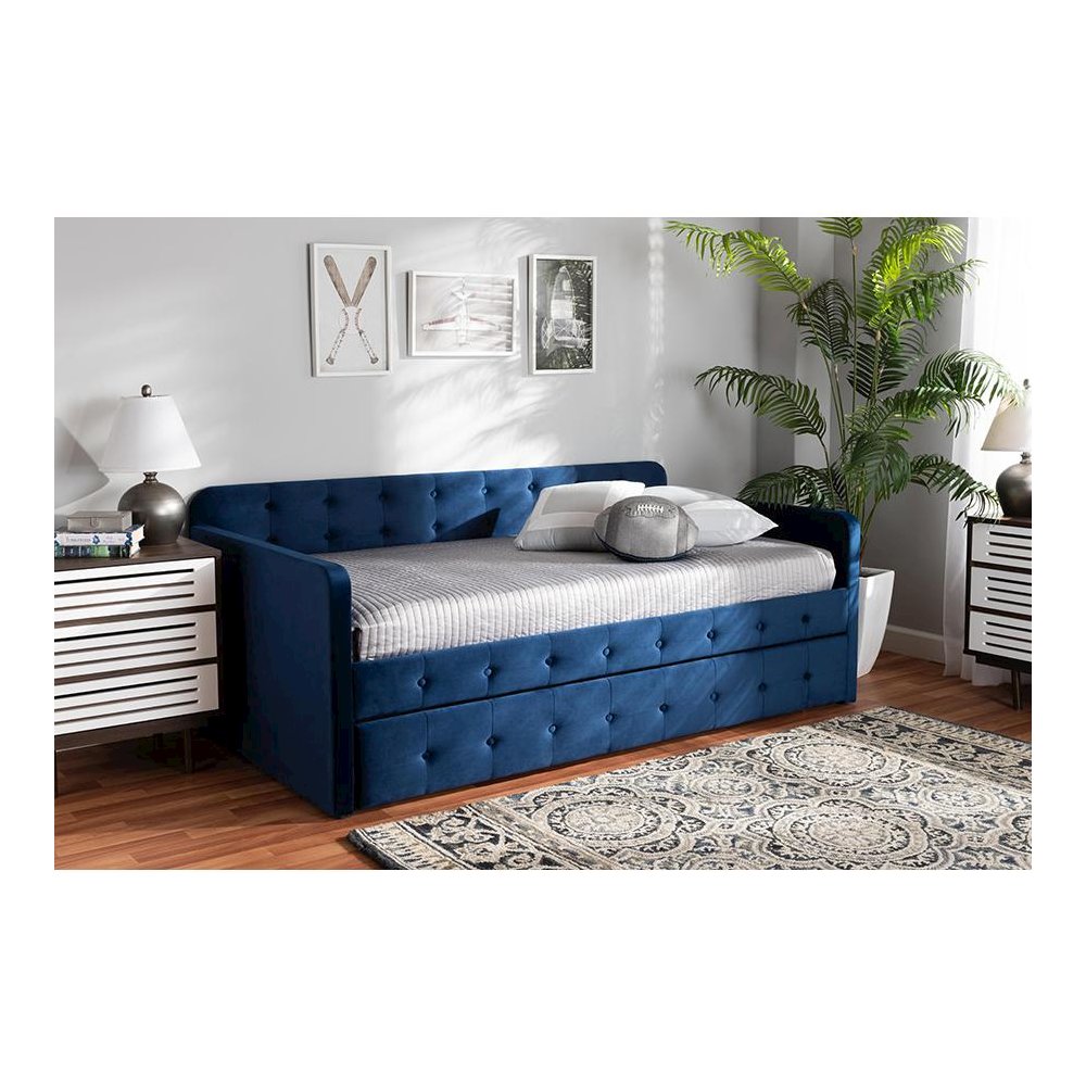 Button Tufted Twin Size Daybed with Trundle