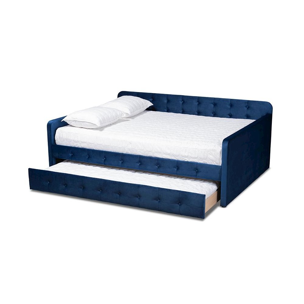 Button Tufted Queen Size Daybed with Trundle
