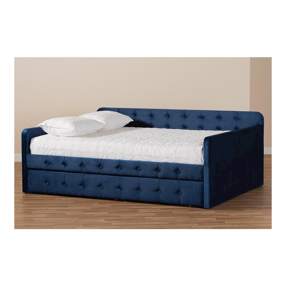 Button Tufted Queen Size Daybed with Trundle