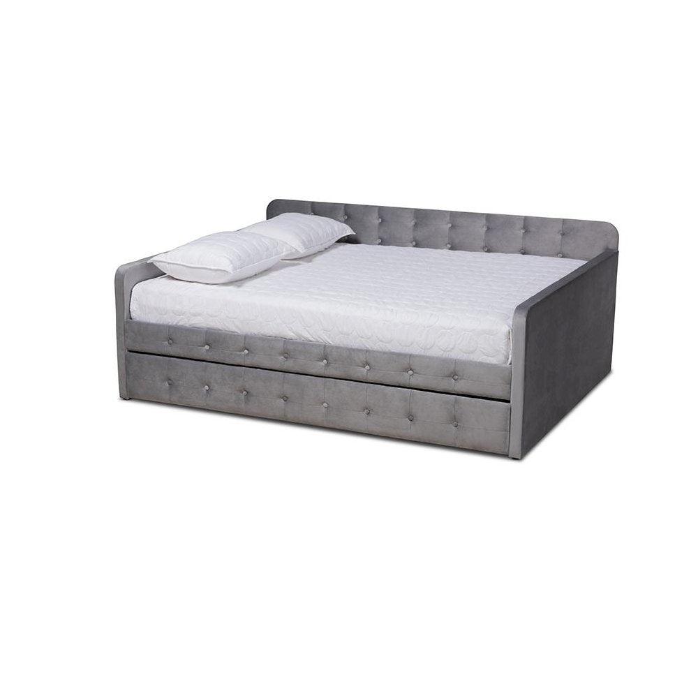 Button Tufted Queen Size Daybed with Trundle