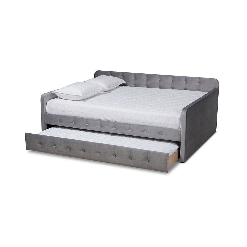 Button Tufted Queen Size Daybed with Trundle