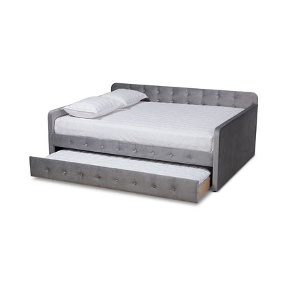 Button Tufted Queen Size Daybed with Trundle