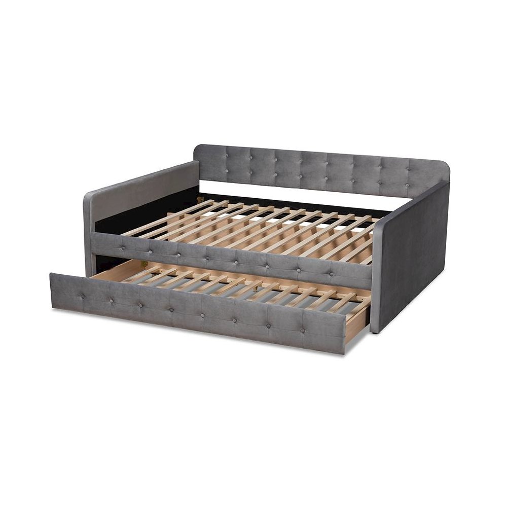 Button Tufted Queen Size Daybed with Trundle