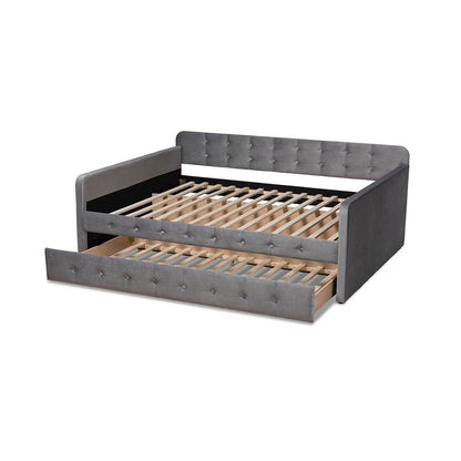Button Tufted Queen Size Daybed with Trundle