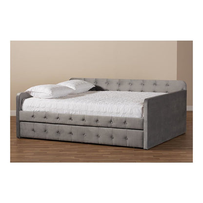 Button Tufted Queen Size Daybed with Trundle