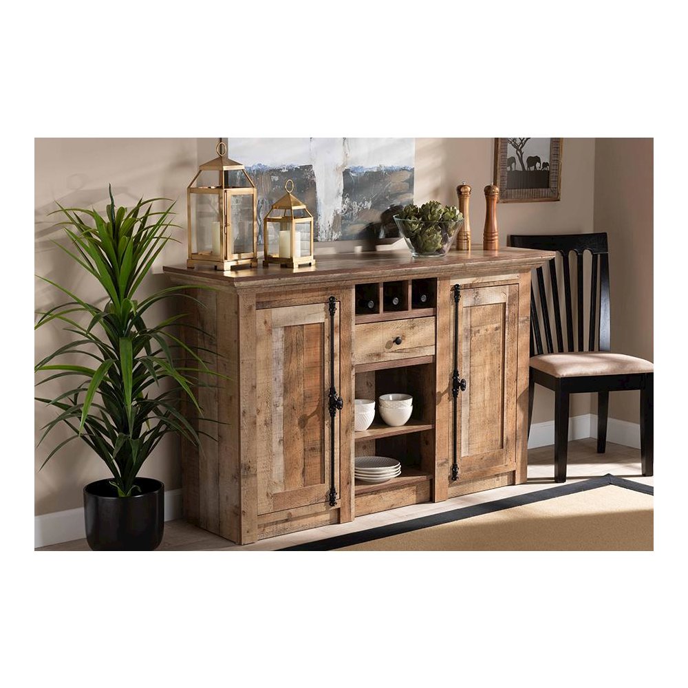 Farmhouse Rustic Finished Wood 2-Door Dining Room Sideboard Buffet