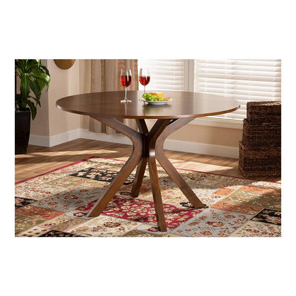 Walnut Brown Finished 45-Inch-Wide Round Wood Dining Table