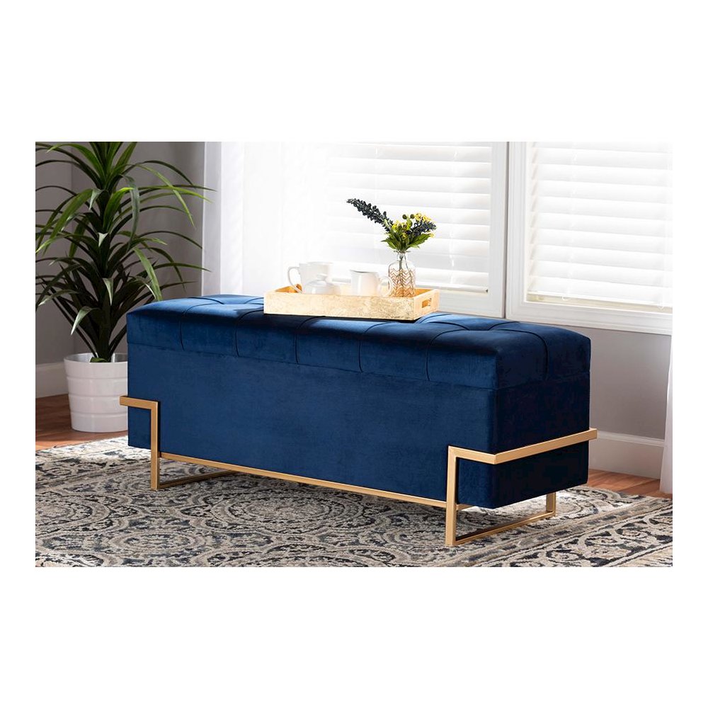 Gold Metal Finished Storage Ottoman