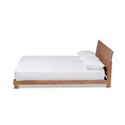 Walnut Brown Finished Wood Queen Size Platform Bed