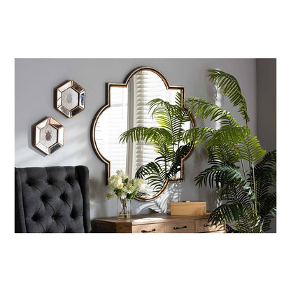 Gold Finished Metal Quatrefoil Accent Wall Mirror