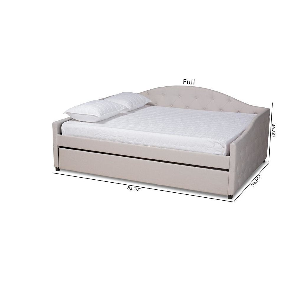 Transitional Beige Fabric Upholstered Queen Size Daybed with Trundle