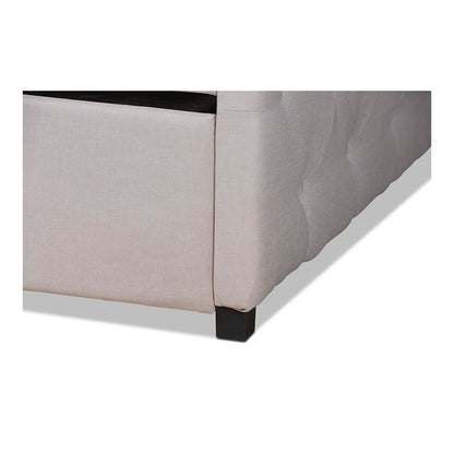 Transitional Beige Fabric Upholstered Queen Size Daybed with Trundle