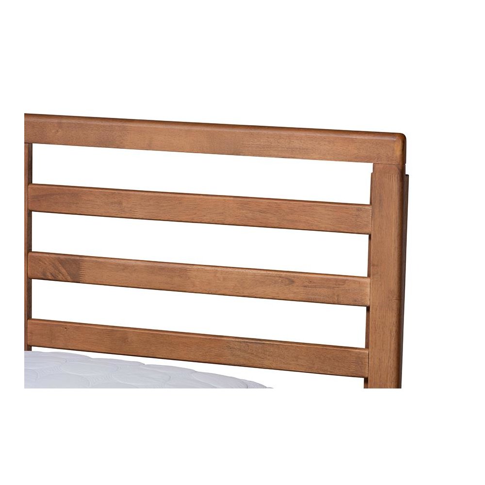 Shiro Mid-Century Modern Ash Walnut Finished Wood Queen Size Platform Bed