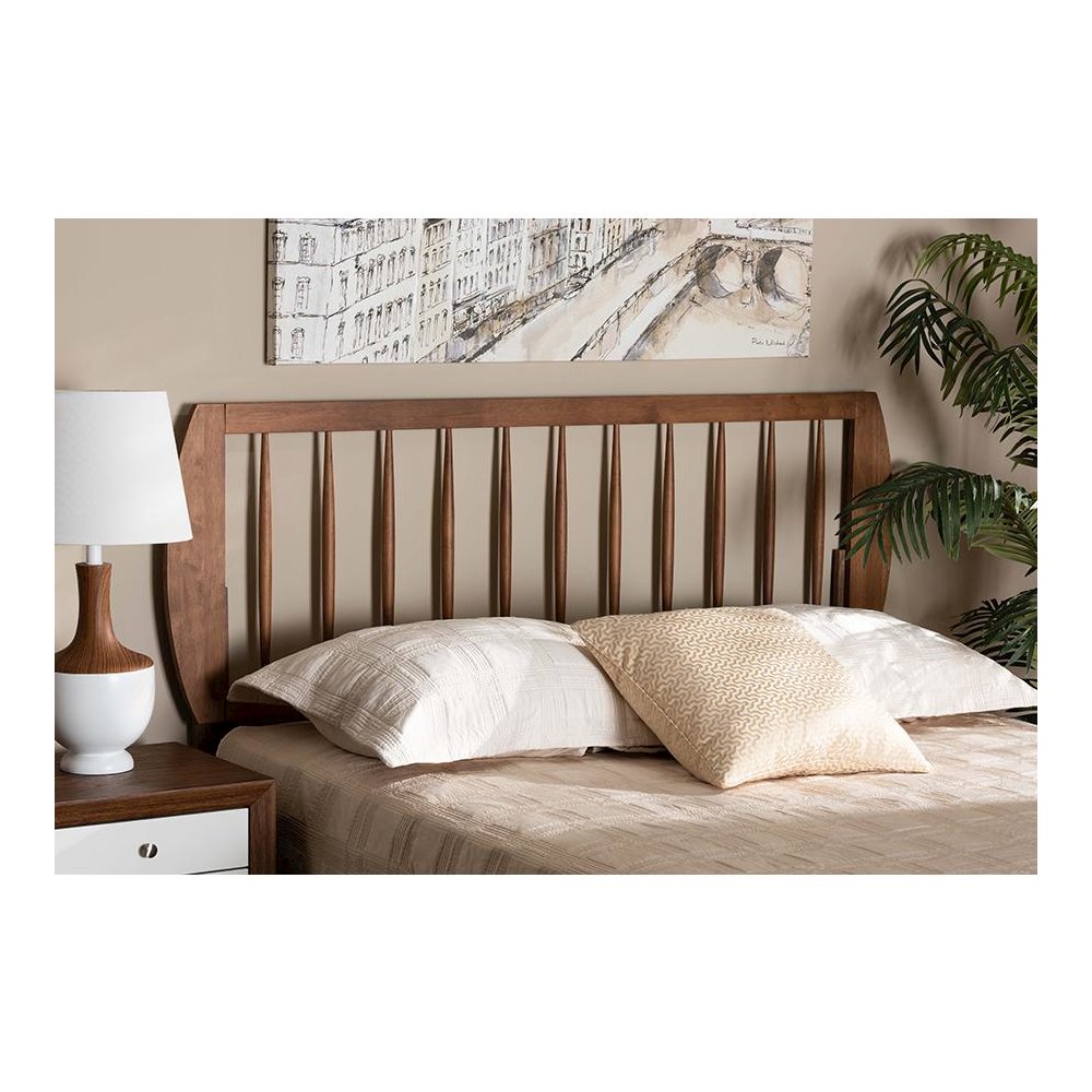 Transitional Ash Walnut Finished Wood Full Size Headboard