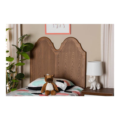 Traditional Ash Walnut Finished Wood Twin Size Arched Headboard
