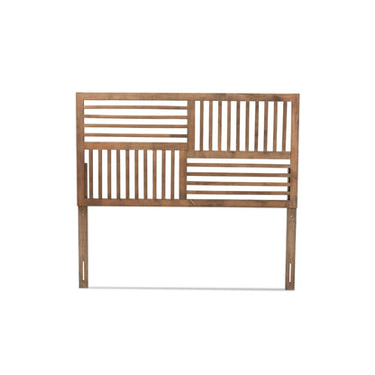 Transitional Ash Walnut Finished Wood Queen Size Headboard
