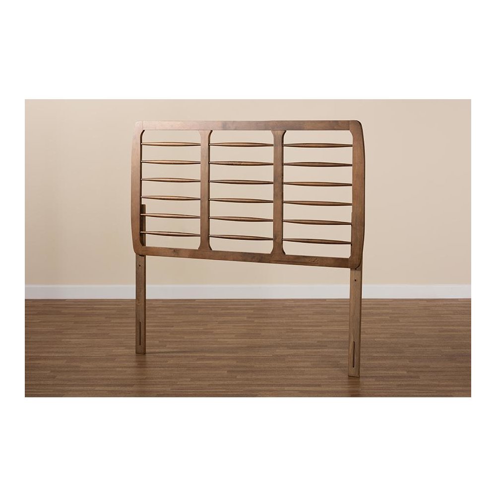 Carolyn Mid-Century Modern Ash Walnut Finished Wood Queen Size Headboard