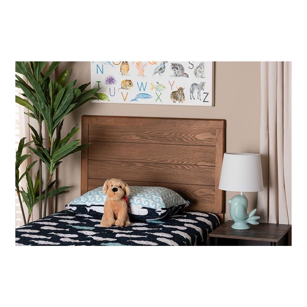 Seren Mid-Century Modern Walnut Brown Finished Wood Twin Size Headboard