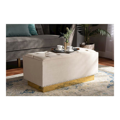 Gold PU Leather Storage Ottoman