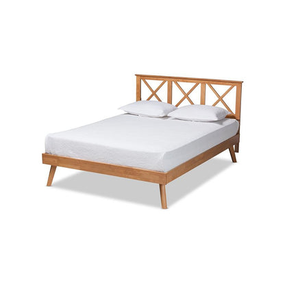 Galvin Modern and Contemporary Brown Finished Wood Queen Size Platform Bed