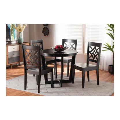 Brava Modern and Contemporary Dark Brown Finished Wood 5-Piece Dining Set