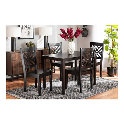 Ani Modern and Contemporary Dark Brown Finished Wood 5-Piece Dining Set