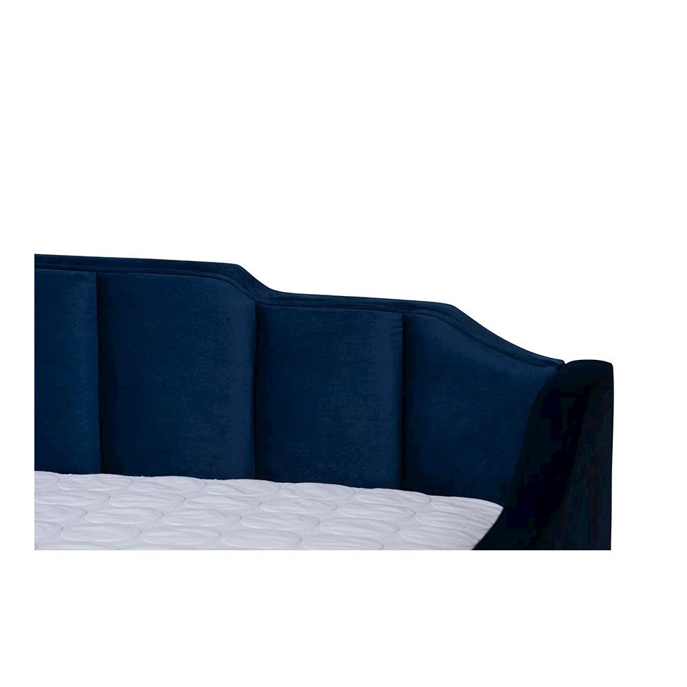 Navy Blue Velvet Fabric Upholstered Queen Size Daybed with Trundle