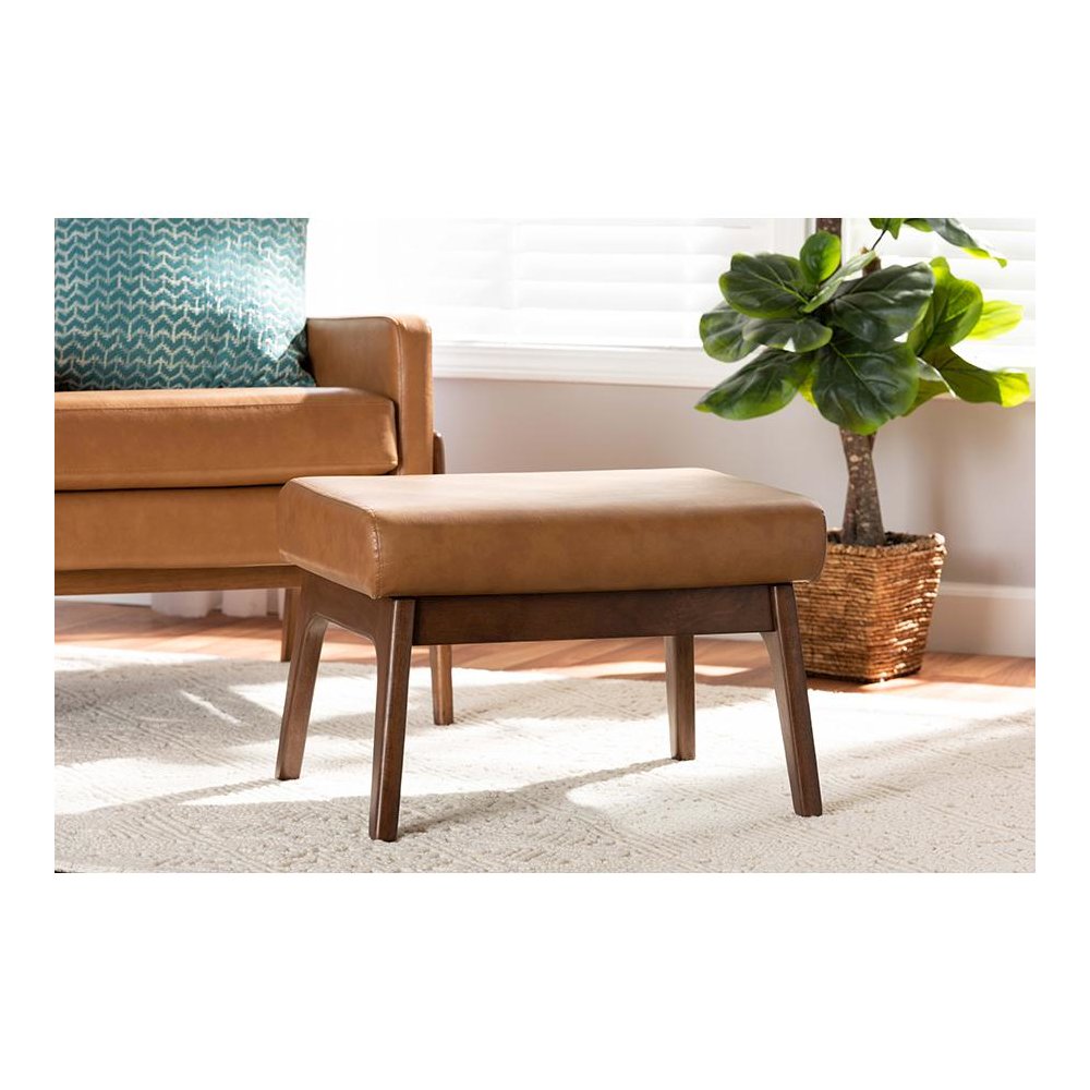 Leather Effect Ottoman