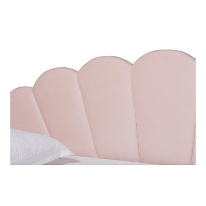 Light Pink Velvet Fabric Upholstered Twin Size Daybed with Trundle