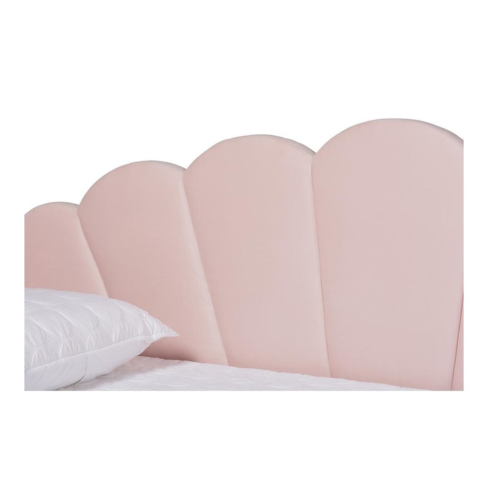 Light Pink Velvet Fabric Upholstered Queen Size Daybed