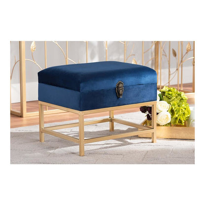Gold Finished Metal Small Storage Ottoman