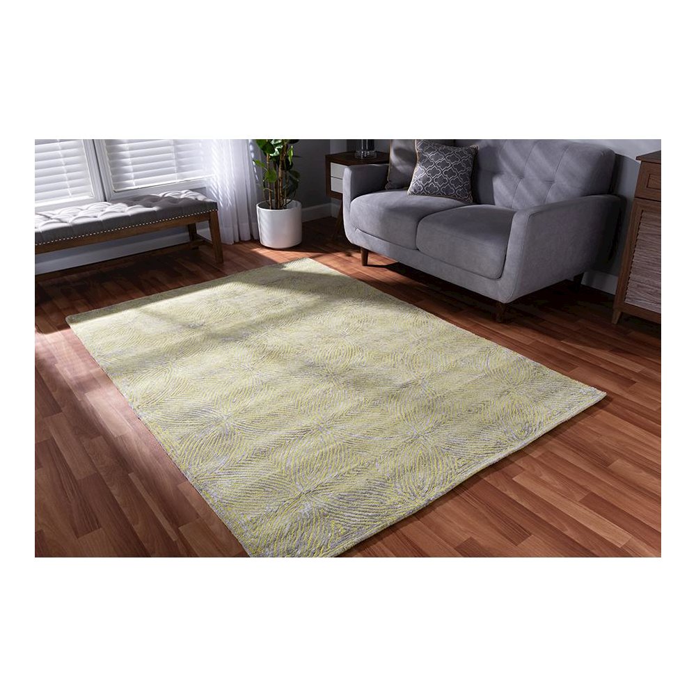 Lime Green and Grey Hand-Tufted Viscose Blend Area Rug